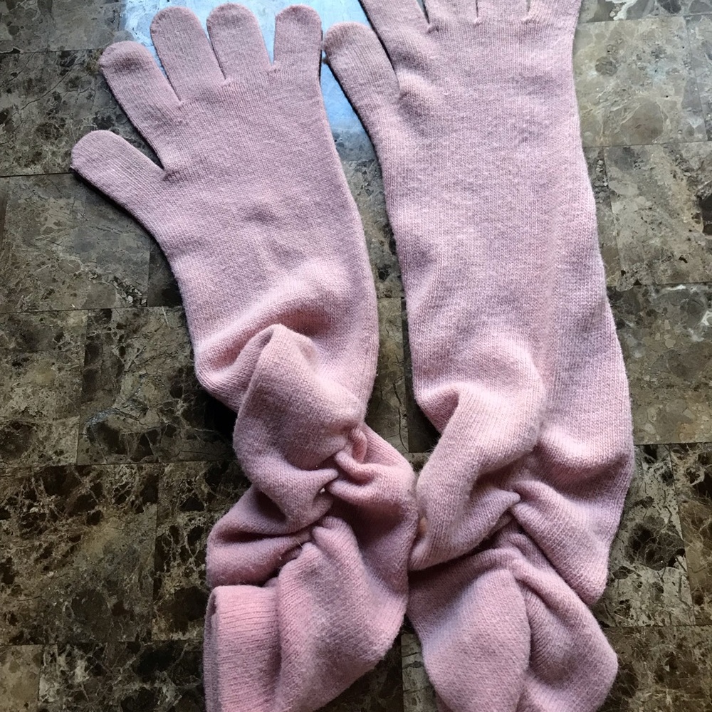 Long Gloves Pink Rusched